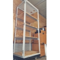 White Rolling Metal Server Rack w/ Wood Shelves